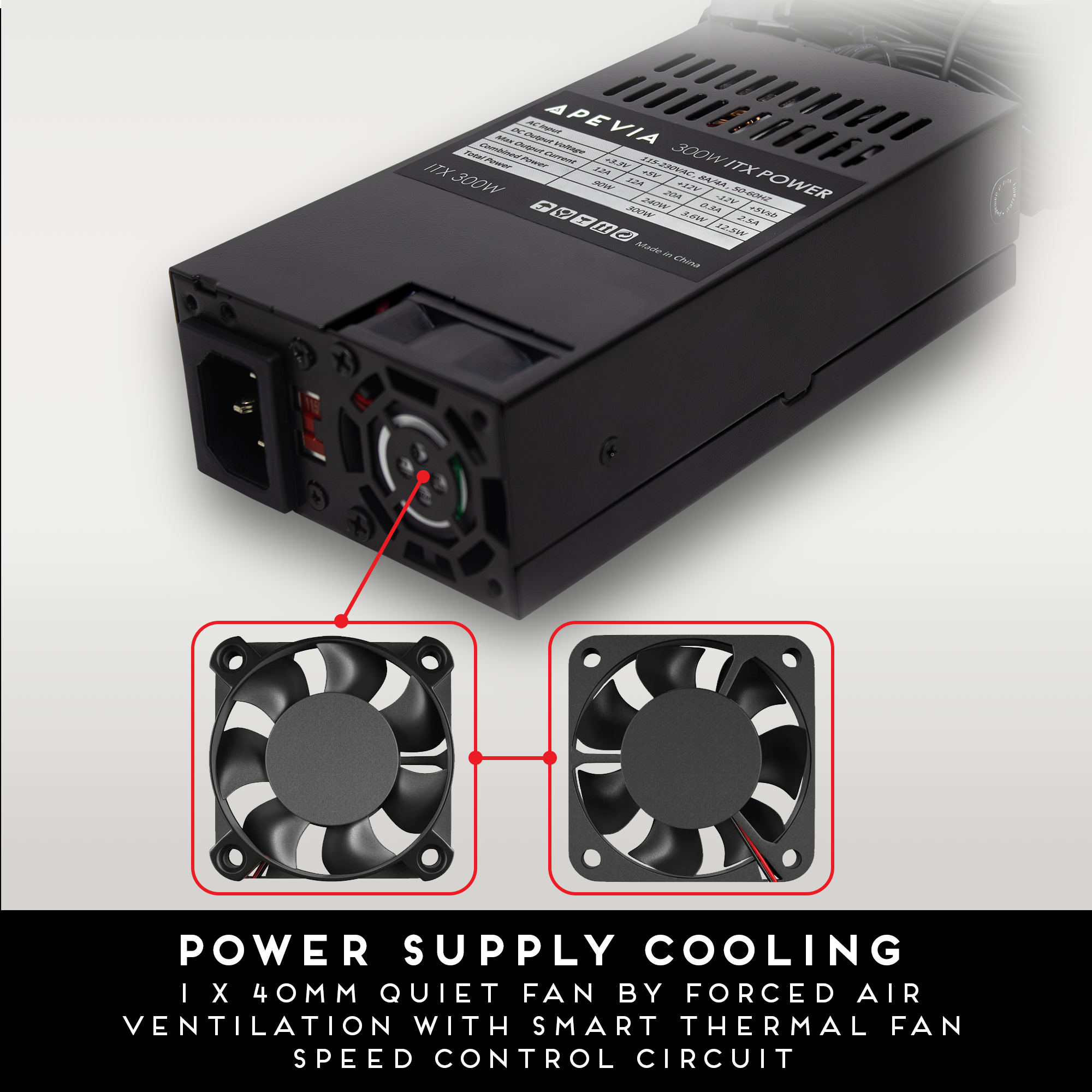 eowave | 3U 41HP PS Case（電源アダプタなし） Apevia | ITX-AP300W | 250W+ | Power Supply